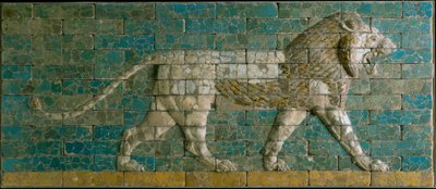 Tafel mit schreitendem Löwen, ca. 600-575 v. Chr. von Babylonian